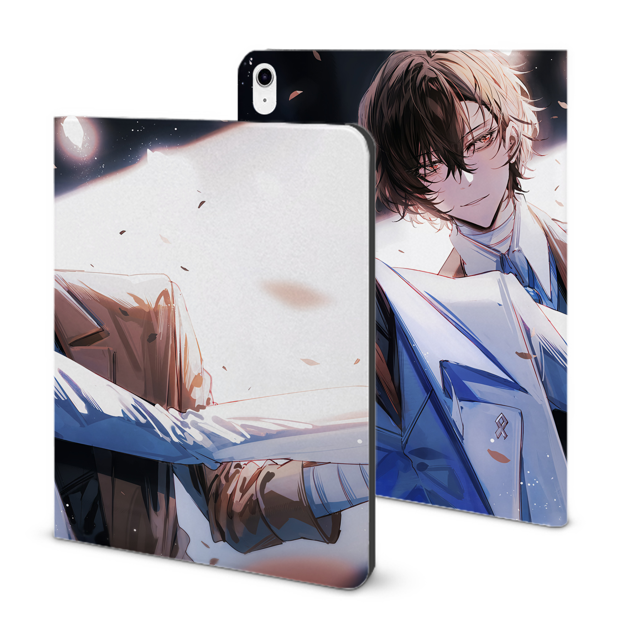 （画像用） 文豪ストレイドッグス Bungo Stray Dogs IPad ケース ブック型 PUレザー TPU 耐衝撃 軽量 薄型 ペン収納なし 全面保護 IPad 各モデル対応